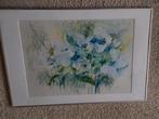 Aquarel in fotolijst, 90x60 cm, Ophalen, Gebruikt, Metaal of Aluminium, 75 cm of meer