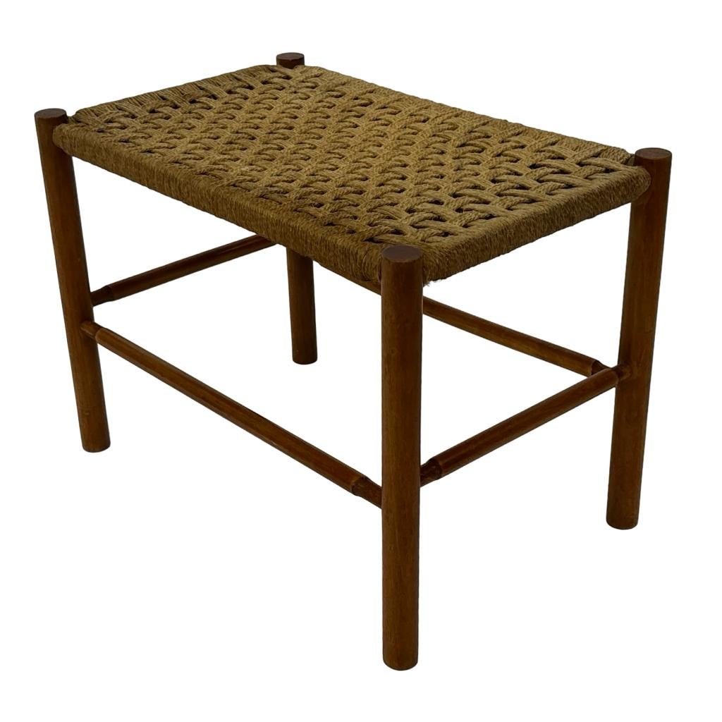 Vintage Krukje Deense Papercord Touw Kruk Mid Century, Gebruikt, Vintage kruk, Vintage kruk, Ophalen of Verzenden