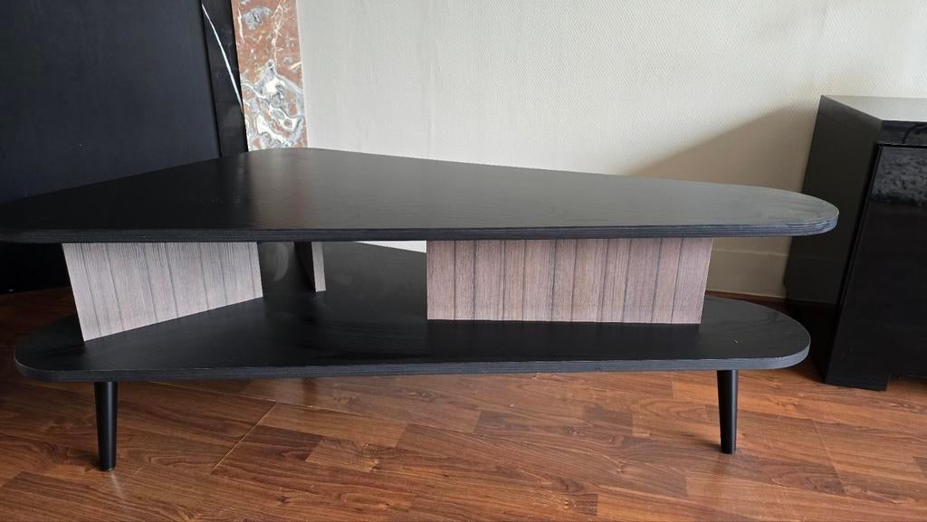 Zgan salontafel Meubella Pedro - Donker eiken, 100 tot 150 cm, Zo goed als nieuw, Overige vormen, Minder dan 50 cm