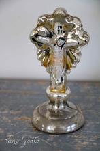 Antieke kleine zilverglas Christus aan het kruis, Ophalen of Verzenden