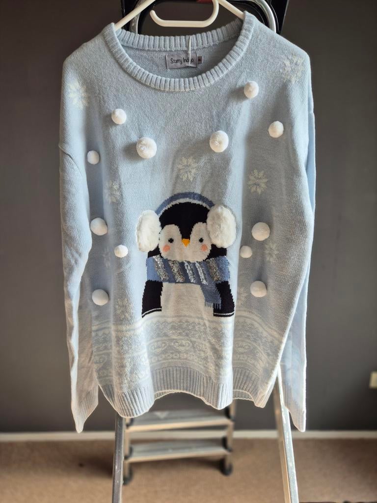 Starry Indigo kersttrui met pinguïn, Blauw, Starre Indigo, Maat 46/48 (XL) of groter, Nieuw