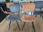 4 eettafelstoelen (antraciet & cognac), Gebruikt, Ophalen of Verzenden, Vier, Stof