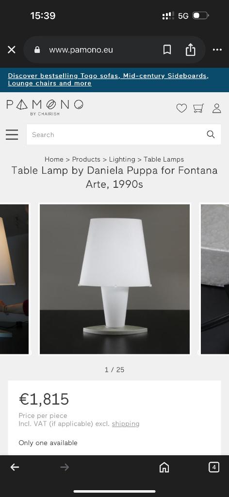 NIEUWSTAAT 2x Daniela Puppa Tafellamp voor Fontana Arte 1994, -, Ophalen of Verzenden, Zo goed als nieuw, Glas