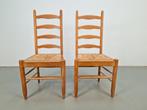 Set brutalist charlotte perriand ladder stoel hout riet ‘60, Twee, N, Brutalist vintage, N