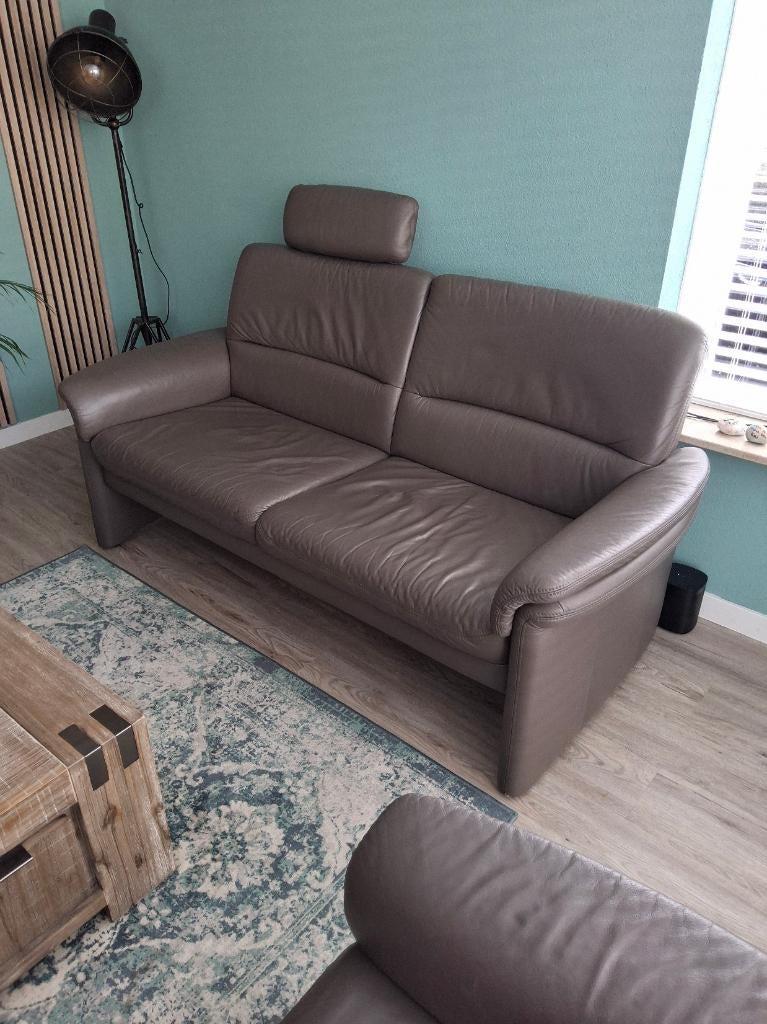 Lederen bankstel ( echt leder ) 2,5 zits en 2 x fauteuil., Huis en Inrichting, Banken | Bankstellen, Ophalen, Modern., 150 tot 200 cm