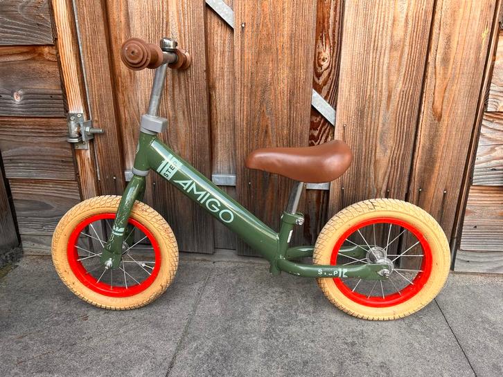 Amigo loopfiets - Groen met bruin zadel, Kinderen en Baby's, Speelgoed | Buiten | Voertuigen en Loopfietsen, Gebruikt, Loopfiets