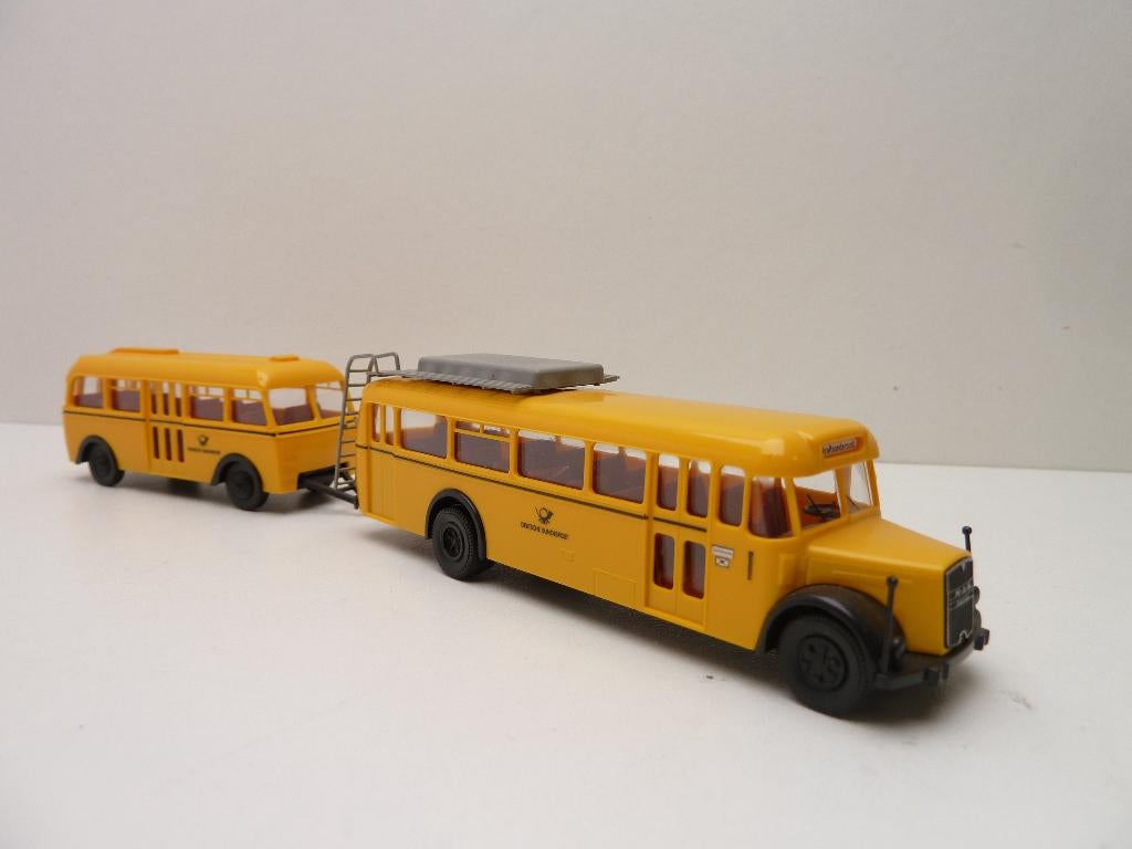 MAN MKN60 postbus met personen aanhanger  '' Brekina '', Hobby en Vrije tijd, Modelauto's | 1:87, Ophalen of Verzenden, Zo goed als nieuw