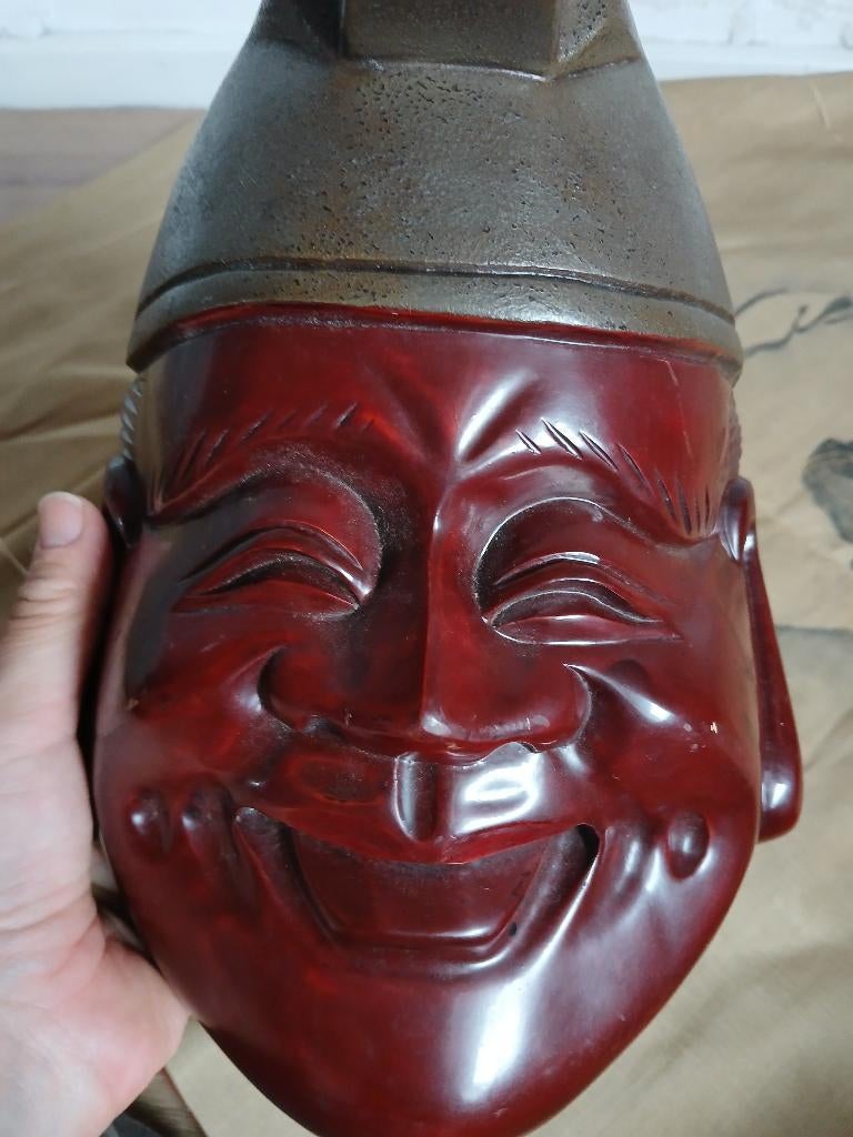 Japanse vintage / antieke omen masker Ebisu, Ophalen of Verzenden