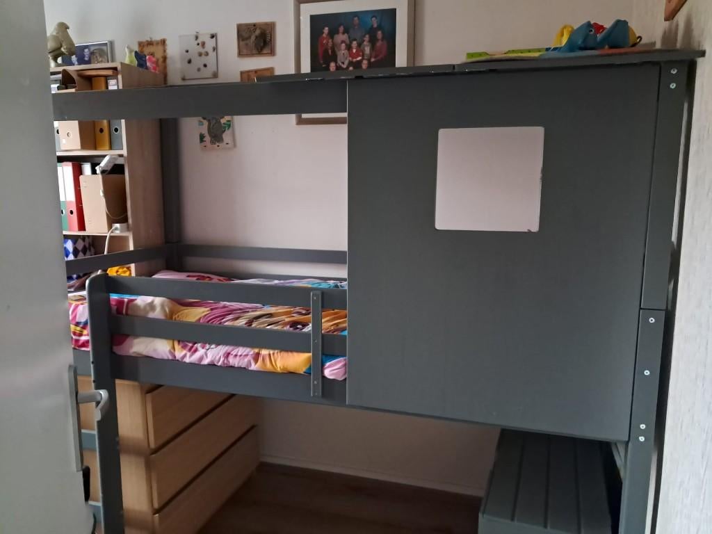 Hoogslaper, Huis en Inrichting, Slaapkamer | Stapelbedden en Hoogslapers, Ophalen, Gebruikt, 90 cm, Eenpersoons