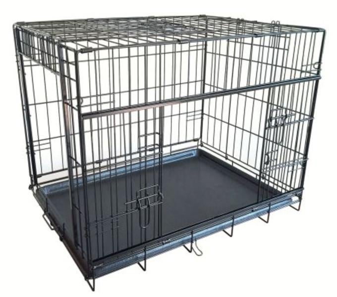 ADORI Hondenbench met schuifdeuren, zwart, 76x53x61cm, Ophalen, Zo goed als nieuw