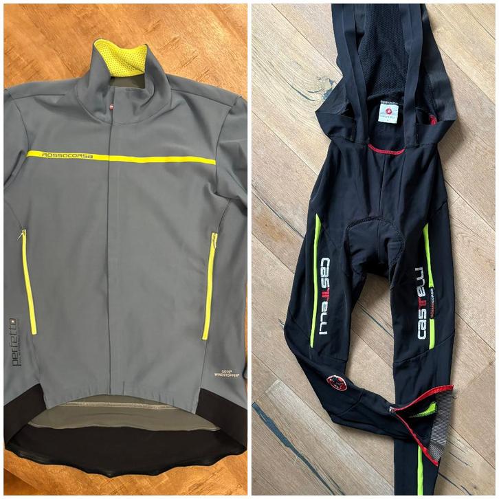 Castelli Perfetto Jacket en Sorpaso Bibtight -Rosso Corsa-, Fietsen en Brommers, Fietsaccessoires | Fietskleding, Bovenkleding