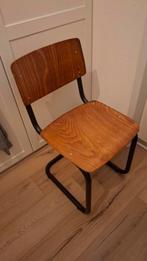 Vintage schoolstoel - Hout en metaal, Ophalen, Gebruikt, Bruin, Vintage, Retro, Industrieel