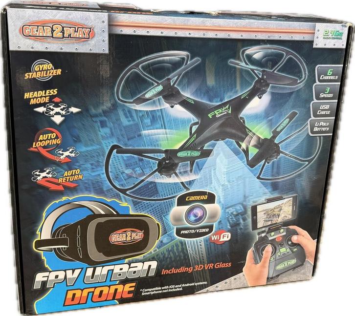 Gear2play FPV Urban Drone met 3D VR bril, Audio, Tv en Foto, Drones, Nieuw, Speelgoeddrone, Basiskwaliteit, Overige merken, First person view (FPV)