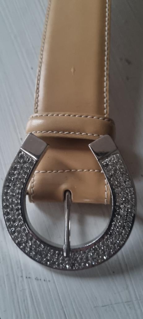 ceintuur Moschino  caramel bruin leer  maat 38 met hoefijzer, 80 tot 90 cm, Echt leder, Nieuw, Tailleriem