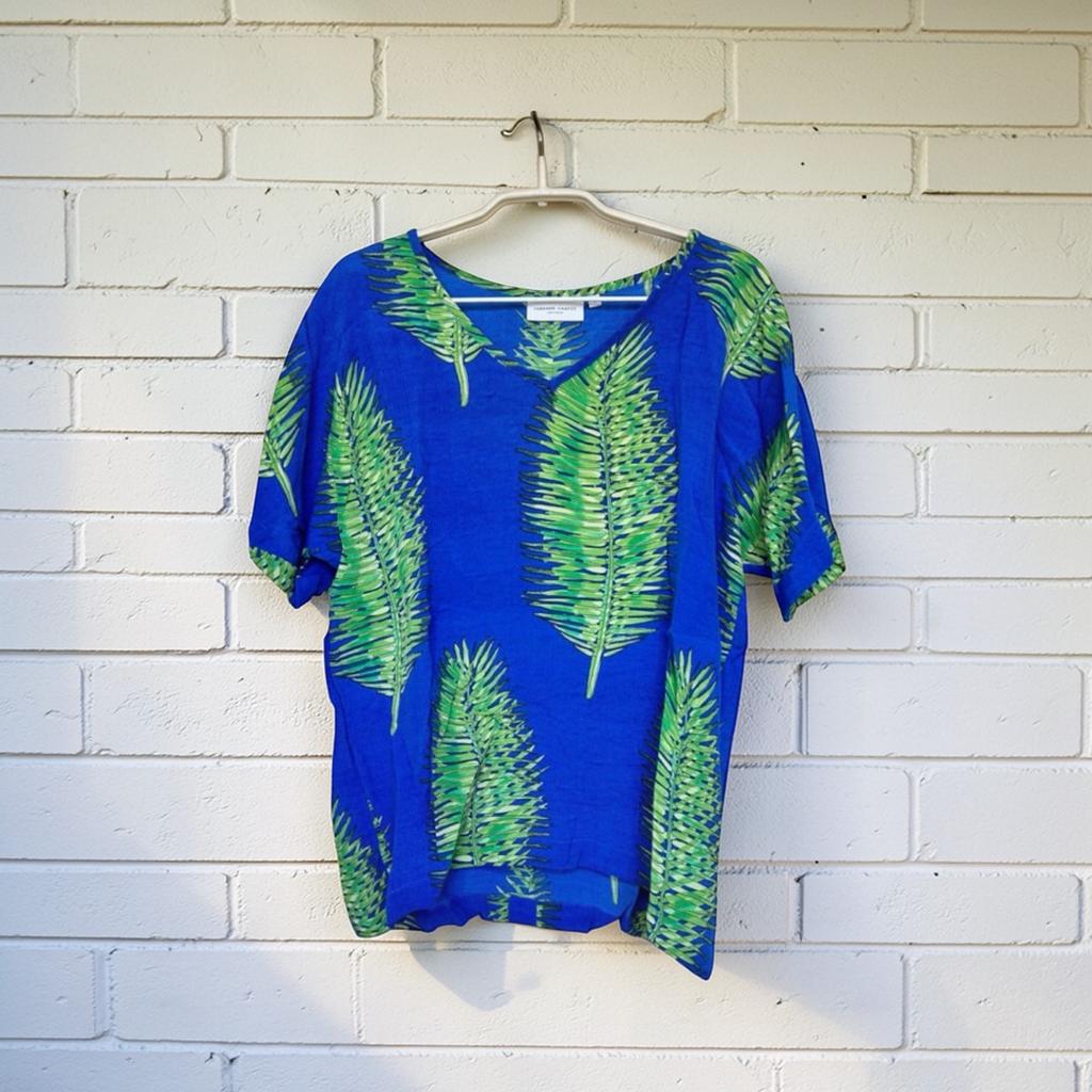 Fabienne Chapot Blouse Top Maat S Blauw Groen Bladeren Faab, Blauw, Fc, Ophalen of Verzenden, Zo goed als nieuw