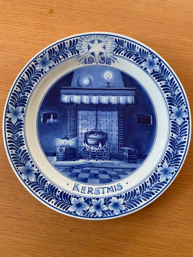 Delfts Blauw Kerstbord 1932 - Uniek Verzamelstuk, Antiek en Kunst, Ophalen
