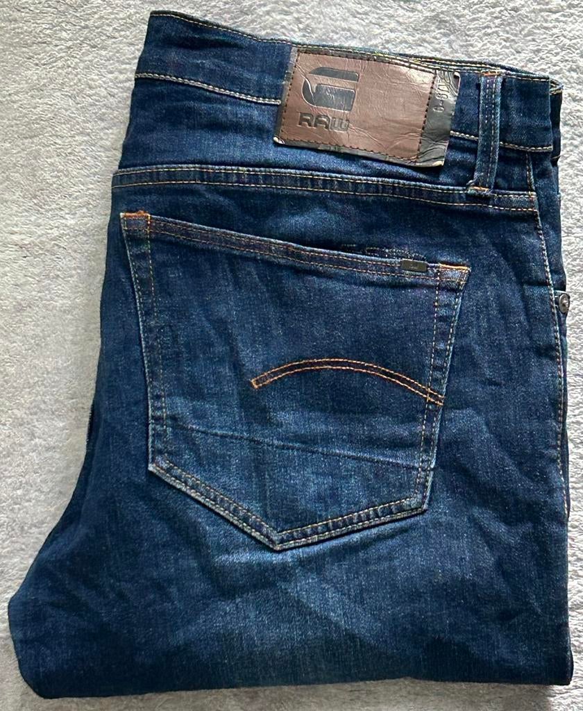 G-Star RAW 3301 Jeans Donkerblauw W33 L36, Verzenden, Zo goed als nieuw, Blauw, W33 - W34 (confectie 48/50)
