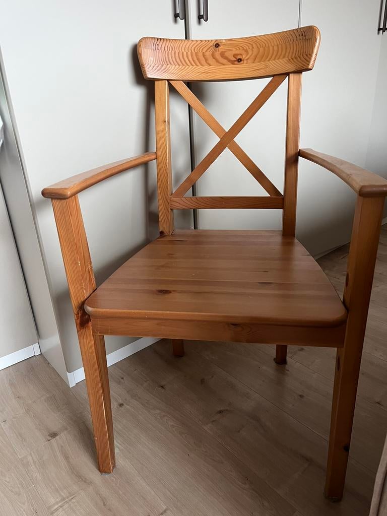 Houten Ikea stoel, Huis en Inrichting, Ophalen, Gebruikt, Bruin, Tijdloos