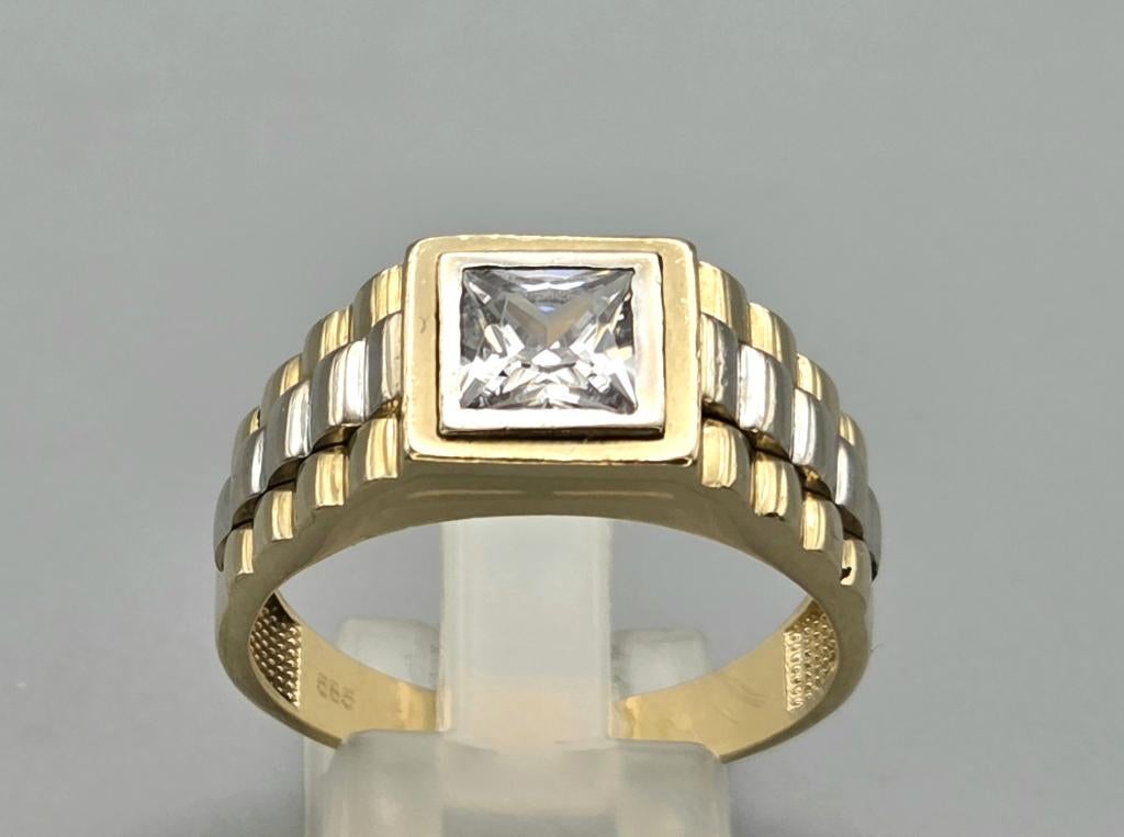 Gouden heren rolex ring schakelmotief en zirkonia. 2026/75