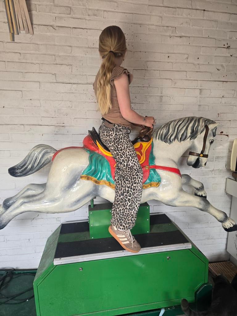 Grote antieke hobbelpaard! Prachtige en werkende staat, Ophalen, Zo goed als nieuw