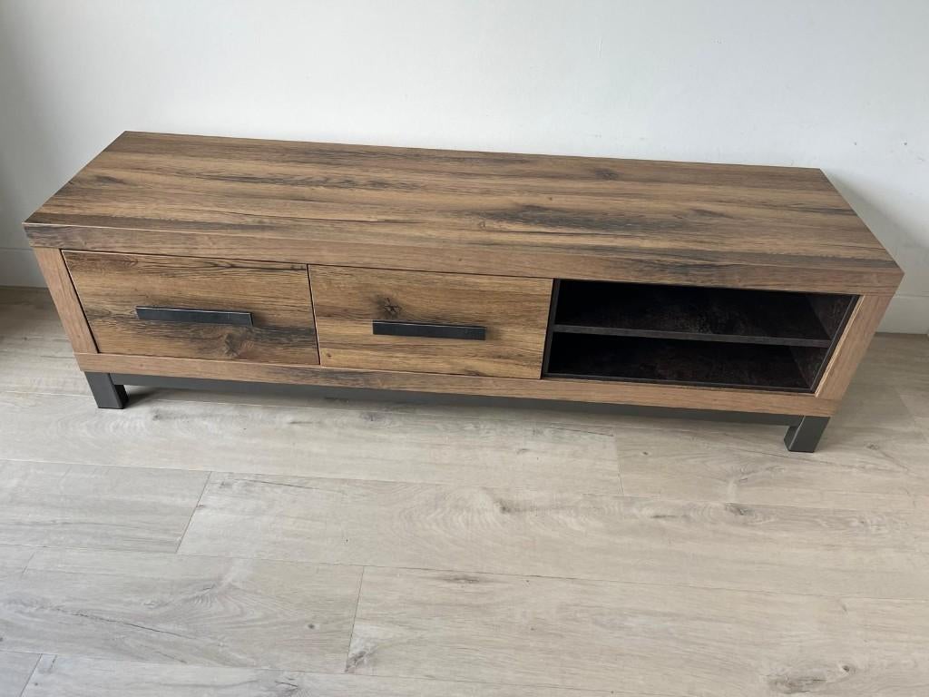 TV meubel 172 cm – 2 deurtjes en open vakken (Lamulux), Huis en Inrichting, Kasten | Televisiemeubels, Ophalen, Kunststof, Gebruikt