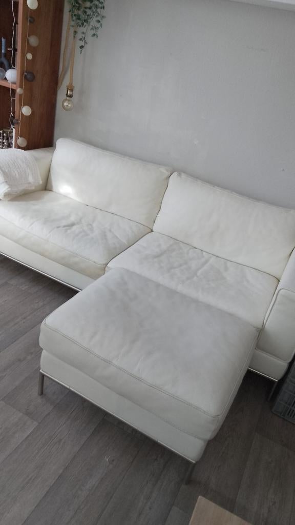 Wit leren arild., Ophalen, Gebruikt, 75 tot 100 cm, Tweepersoons