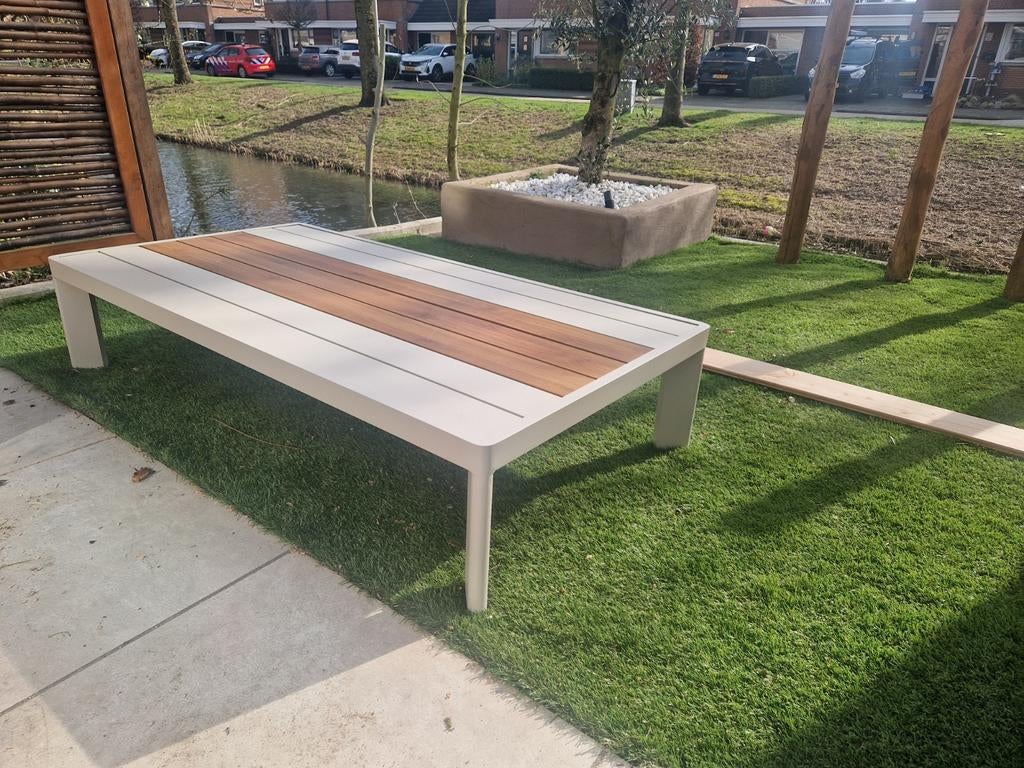 Salontafel wit met houten accenten (nieuw), 100 tot 150 cm, Nieuw, Minder dan 50 cm, Rechthoekig