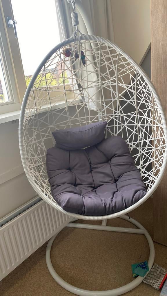 Hangstoel, Huis en Inrichting, Stoelen, Ophalen, Gebruikt, Wit, Metaal