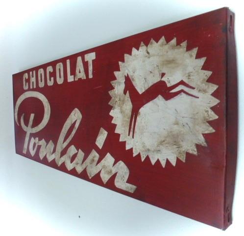 ANCIENNE ET ORIGINALE plaque émaillée Poulain Confiserie vers 1940