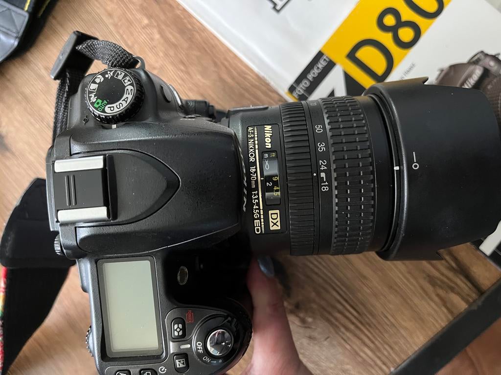 Nikon D80 spiegelreflexcamera met twee lenzen en boeken, Ophalen, Gebruikt, Spiegelreflex, Nikon
