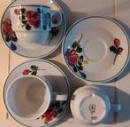 Lilian Alpenflora kop en schotel set van 6 - Handgeschilderd, Gebruikt, Lilian, Keramiek, Onbekend
