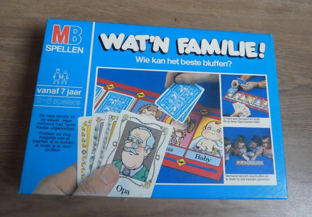 Wat'n familie MB vanaf 7 jaar., Hobby en Vrije tijd, Gezelschapsspellen | Bordspellen, Een of twee spelers, Ophalen of Verzenden