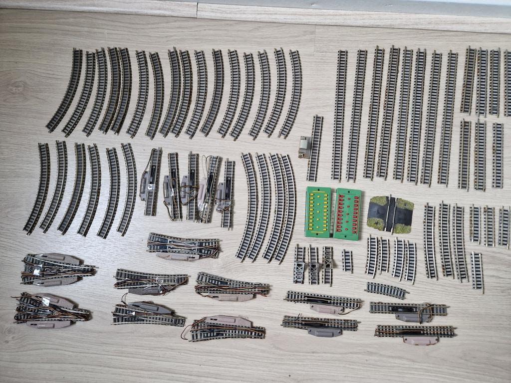 Kavel Fleischmann piccolo rail en wissels 65 delig, Gebruikt, Gelijkstroom, Fleischmann, Rails