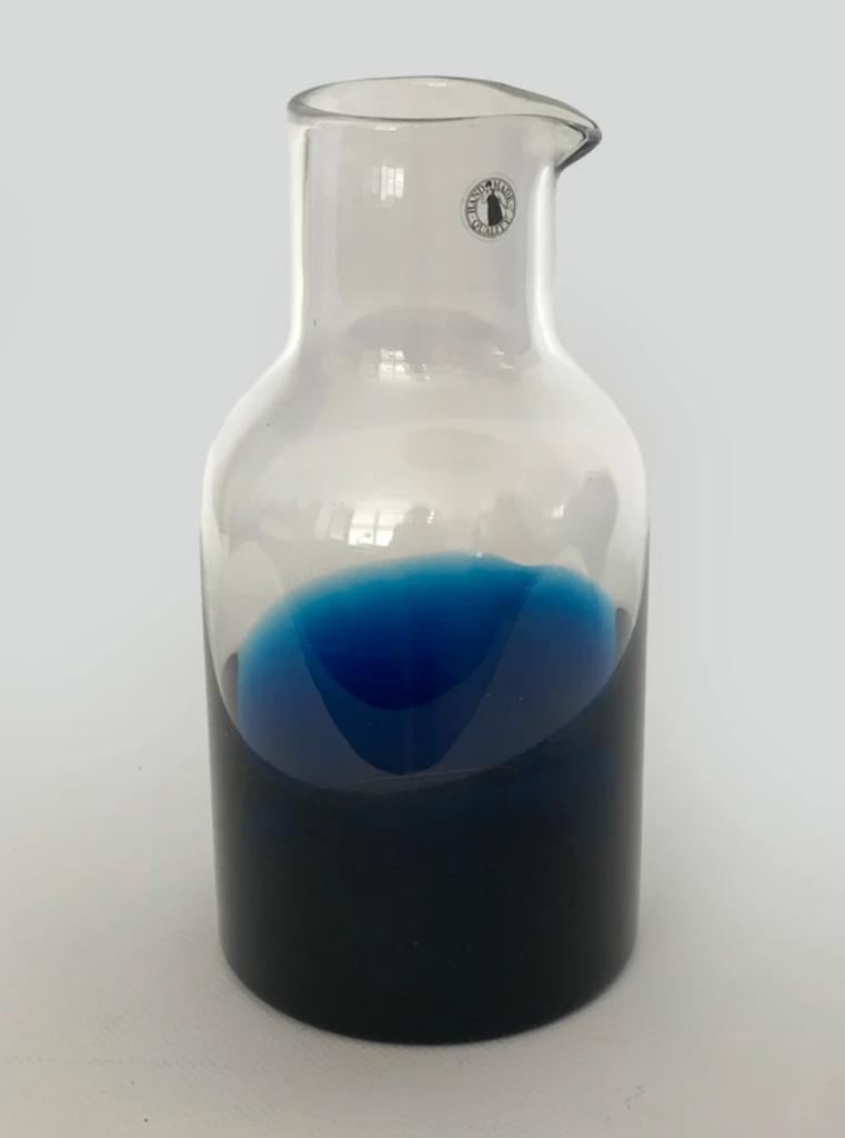 Vintage IKEA Karaf Blauw - Mondgeblazen Effetre Murano Stijl, Ophalen of Verzenden