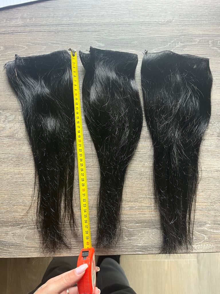 3 Weave banen human hair, 40cm, 87g, zwart, Sieraden, Tassen en Uiterlijk, Uiterlijk | Haarverzorging, Ophalen of Verzenden, Gebruikt