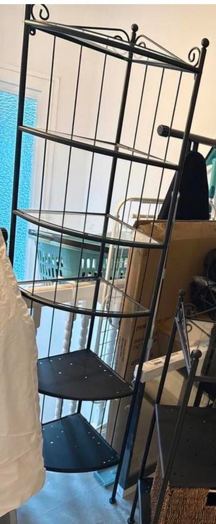IKEA Hoek Badkamerkast Zwart Metaal met Glazen Planken, Huis en Inrichting, Ophalen, Zo goed als nieuw, Zwart, Overige typen