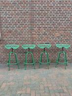 Set van 4 groene industriële barkrukken, in hoogte verstelba, Ophalen, Gebruikt, In hoogte verstelbaar, 90 cm of meer
