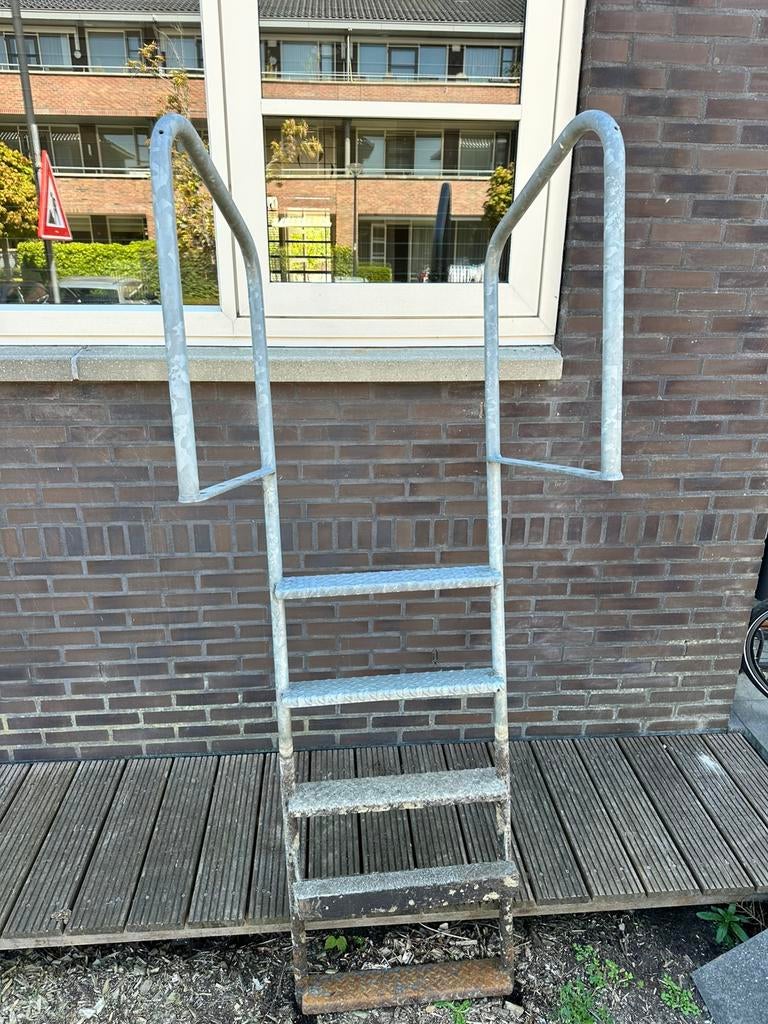 RVS zwemtrap / zwembadtrap 3 treden – stevig model, Ophalen of Verzenden, Gebruikt, Trap, Minder dan 2 meter