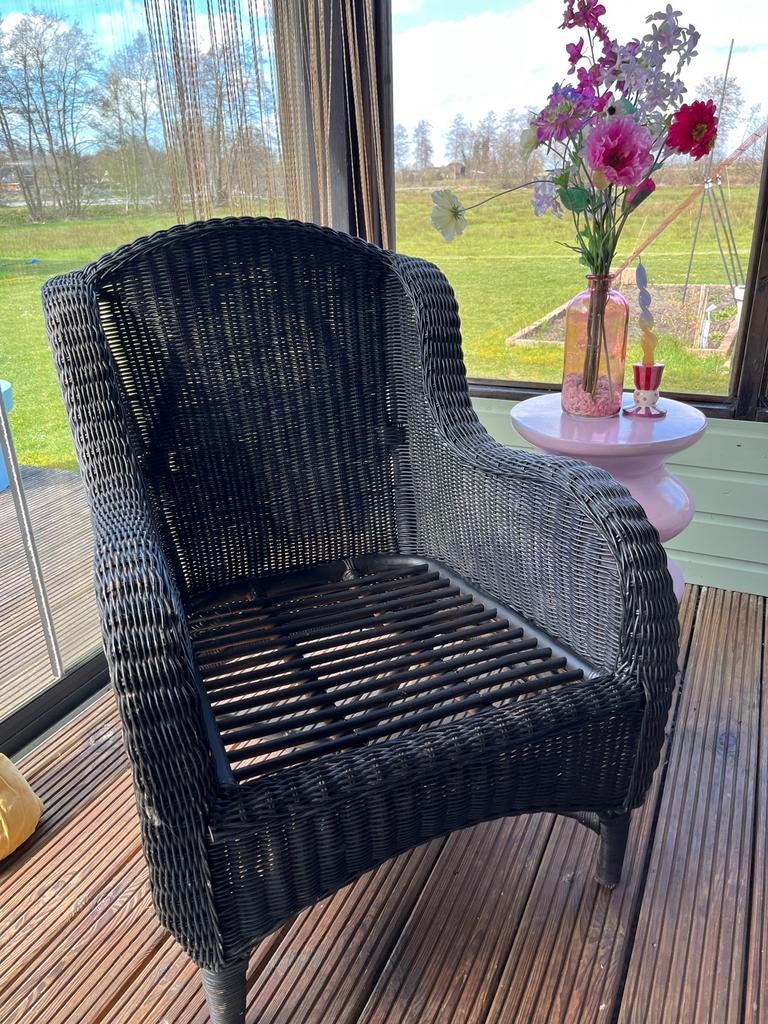 Rieten rotan stoel, Ophalen, Gebruikt, Zwart, Riet of Rotan