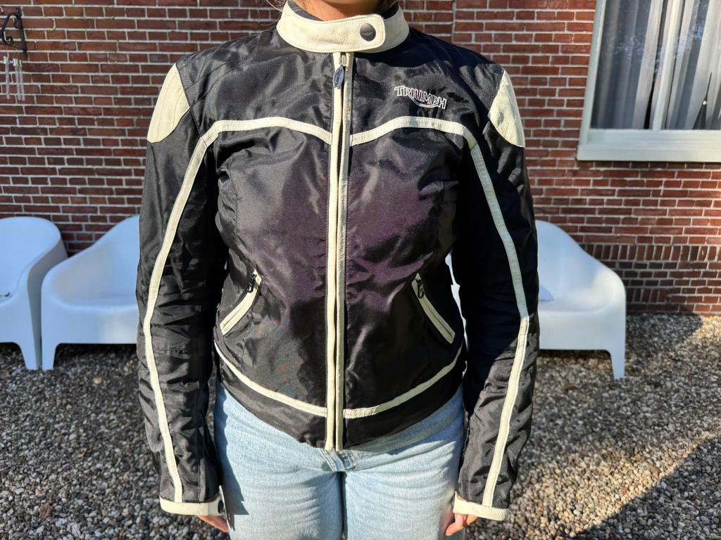 Dames Triumph motorjas textiel/leer maat M, Motoren, Kleding | Motorkleding, Ophalen of Verzenden, Tweedehands, Dames, Jas | textiel