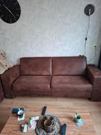 Bruin bankstel (2- en 3-zits) met hoge zit, Huis en Inrichting, Banken | Bankstellen, Gebruikt, 75 tot 100 cm, Ophalen of Verzenden