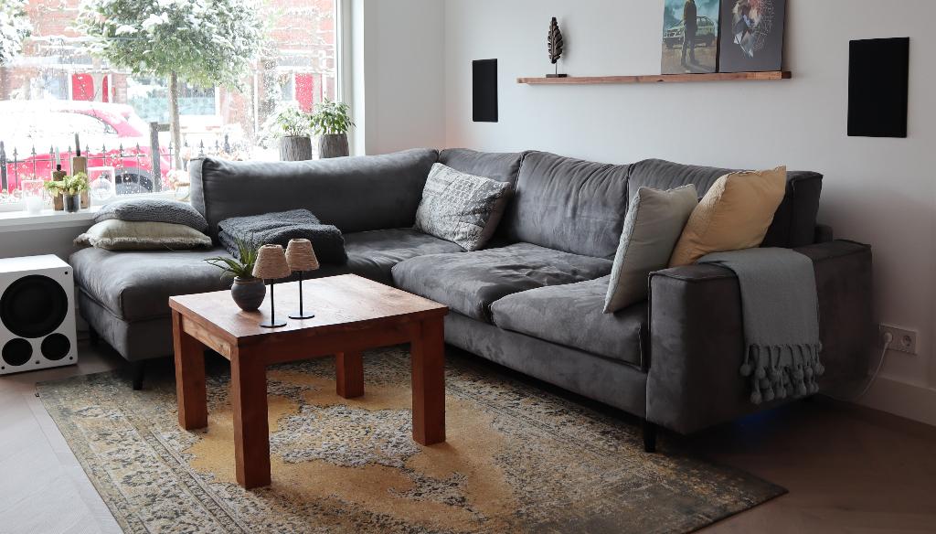 Hoekbank Jonas grijs - Goossens bankstel, Ophalen, 250 tot 300 cm, Gebruikt, Hoekbank