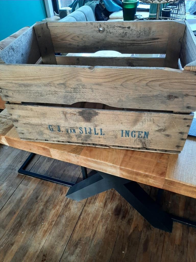 Houten krat met opdruk, Ophalen of Verzenden