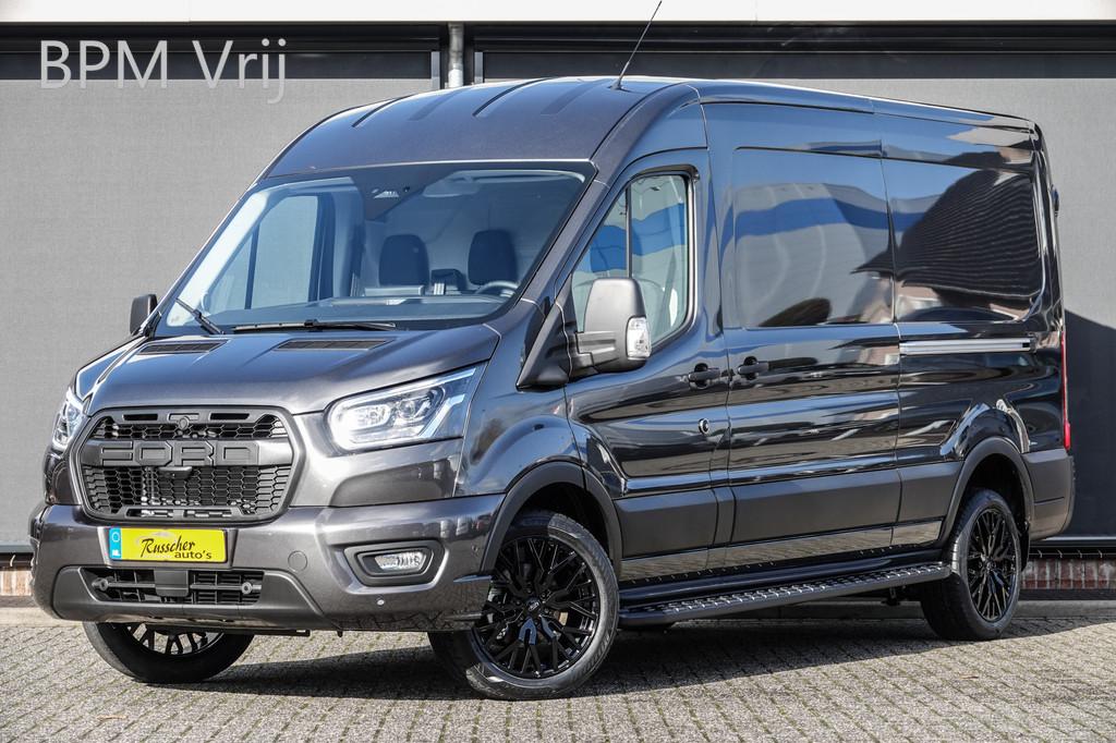 Ford Transit L3H2 | 2.0Tdci 165Pk | 350 | Raptor Edition | 2, Auto's, Bestelauto's, Voorwielaandrijving, 12 maanden, Stof, Zwart
