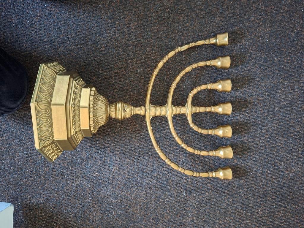 Zeer zware menorah, Antiek en Kunst, Antiek | Kandelaars, Ophalen, Koper of Brons