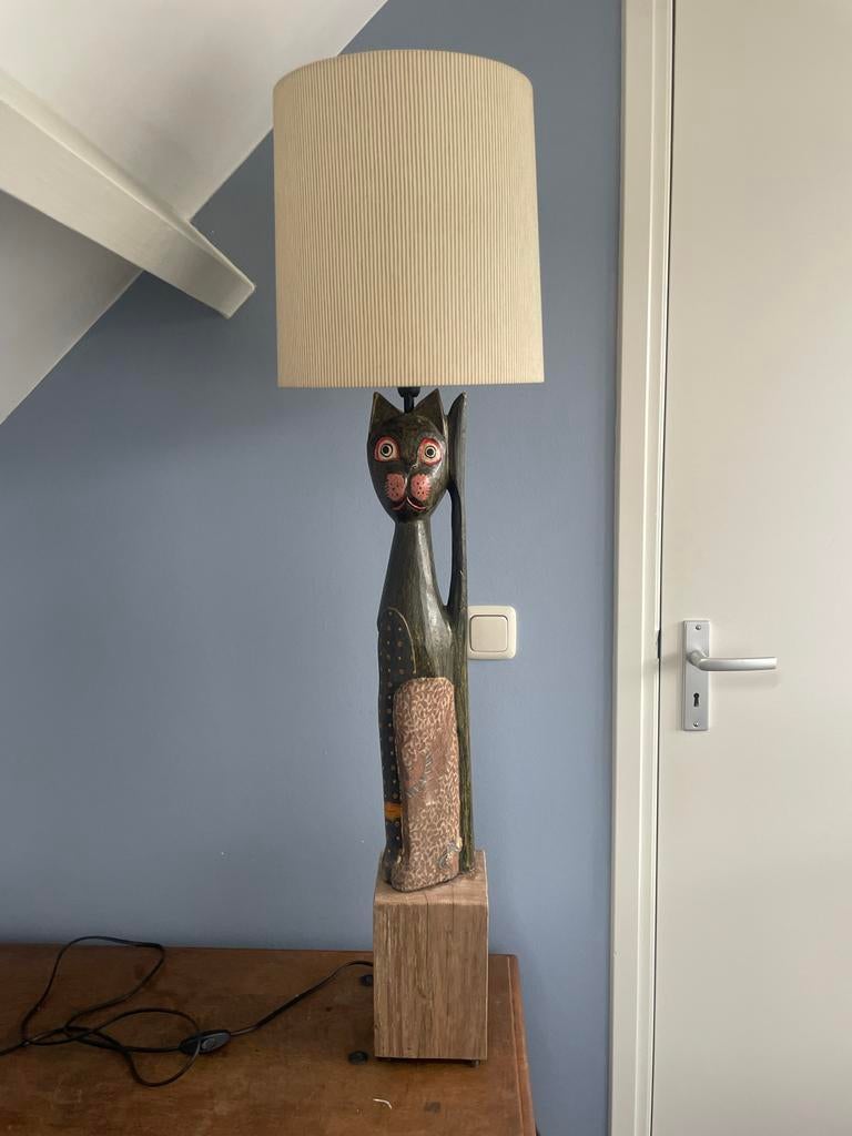 Unieke handgemaakte upcycled kattenlamp: tafel- of vloerlamp, Ophalen, Nieuw