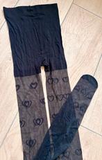 Zwarte panty met hartjes motief, Kleding | Dames, Leggings, Maillots en Panty's, Verzenden, Zwart, Overige maten, Zo goed als nieuw