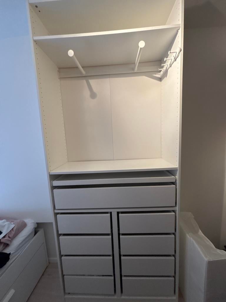 Ikea pax kledingkast met lades en hangruimte 100x35x236cm, Gebruikt, 200 cm of meer, Met lade(s), Overige houtsoorten
