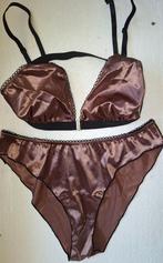Sexy nieuw bronzen satijnen setje maat XL, Kleding | Dames, Verzenden, Zwart