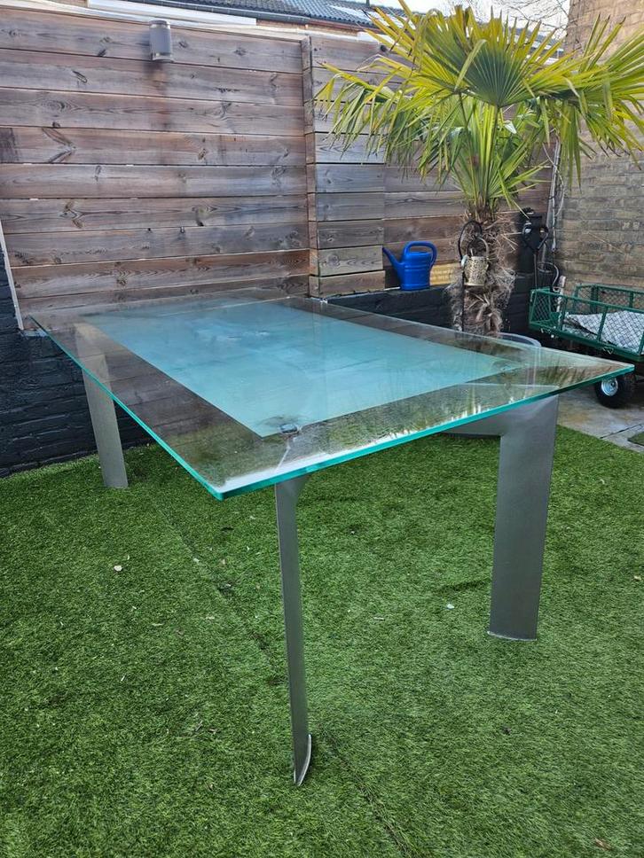 Glazen eettafel 1.90 x 1.00 mtr - Gratis af te halen, Huis en Inrichting, Tafels | Eettafels, Ophalen of Verzenden